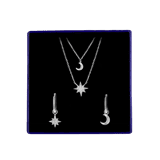 Schmuckset, 925 Silber, Mond/Stern mit Zirkonia