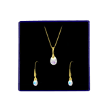 Schmuckset, 925 Silber, vergoldet, Kristall AB
