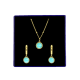 Zilveren goldplated sieradenset met amazoniet voor dames