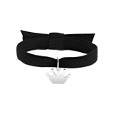 Zwarte kinderrekarmband met hanger kroon