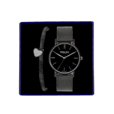 Stainless steel blackplated set met horloge