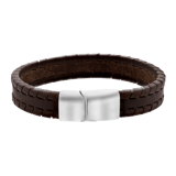 Stalen herenarmband leer donker bruin 12mm