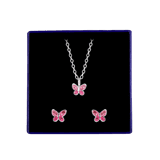 Kinder-Schmuckset, 925 Silber, Schmetterling mit Kristall