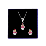 Kinder-Schmuckset, 925 Silber, Cupcake mit Kristall
