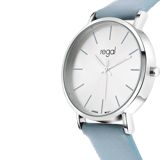 Regal dameshorloge met een blauwe pu leren band