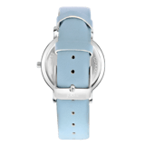 Regal dameshorloge met een blauwe pu leren band