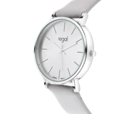 Regal dameshorloge met een grijze pu leren band