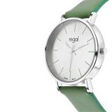 Regal dameshorloge met een groene pu leren band
