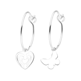 Silberfarbene Bijoux-Ohrringe, Set, Schmetterlinge