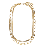 Stainless steel goldplated dubbele ketting voor dames