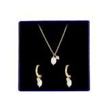 Zilveren goldplated sieradenset met parel voor dames
