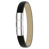 Herrenarmband, Edelstahl, Leder, Plättchen