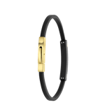 Leren goldplated herenplaatarmband
