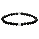 Herrenarmband, Edelstahl, schwarzer Achat, Totenkopf