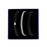 Edelstahl-Schmuckset mit drei Herrenarmbändern, schwarz
