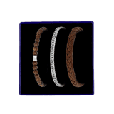 Edelstahl-Schmuckset mit drei Herrenarmbändern, braun