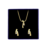 Zilveren goldplated set mat/glans met zirkonia