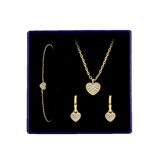 Zilveren goldplated cadeauset hart met zirkonia voor dames