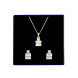 Zilveren goldplated set ketting en oorbellen
