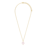 Stainless steel goldplated ketting met hanger bloem met rozenkwarts voor dames