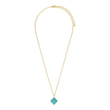 Stainless steel goldplated ketting met hanger bloem met turquoise voor dames