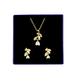 Schmuckset, 925 Silber, vergoldet, Rose mit Zirkonia