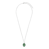 Stainless steel ketting met groene ovale munt