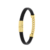 Edelstahl vergoldetes Lederarmband mit Gliedern