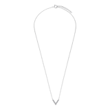 Zilveren ketting rhodiumplated v met zirkonia voor dames