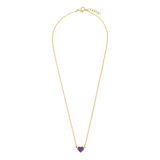 Goldplattierte Halskette aus Edelstahl mit violettem Emaille-Herz