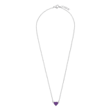Stainless steel ketting met hart emaille violet