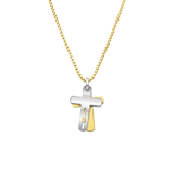 Stainless steel goldplated herenketting met hanger kruis met zirkonia