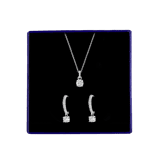 Zilveren sieradenset met oorbellen en ketting rond zirkonia