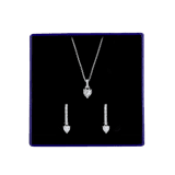 Zilveren sieradenset ketting en oorringen hart zirkonia