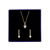 Vergoldetes Schmuckset aus 925er Silber bestehend aus Halskette und Ohrringen mit zirkoniabesetzten Herzen