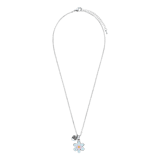 Bijoux zilverkleurige kinderkettingen set met hanger bloem in blauw en roze