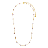 Stainless steel goldplated kralenketting met hanger met natuursteen  voor dames