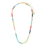 Stainless steel goldplated kralenketting met natuursteen voor dames