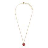 Halskette aus Edelstahl, vergoldet, Vintage-Blume, Rot