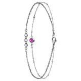 Dubbele stainless steel enkelbandje met fuchsia