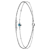 Dubbele stainless steel enkelbandje met aqua steentje