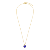 Stainless steel goldplated ketting met hanger hart met blauw kristal voor dames