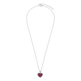 Halskette aus Edelstahl, Herz mit Kristall, Amethystfarben