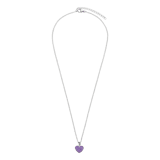 Halskette aus Edelstahl, Herz mit Kristall, Violett
