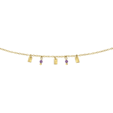 Stainless steel goldplated fantasiearmband met amethyst voor dames