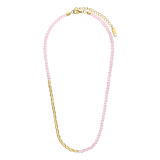 Halskette aus Edelstahl, vergoldet, mit rosa Perlen