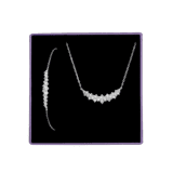 Zilveren set ketting en armband bloem zirkonia
