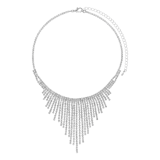 Silberfarbenes Modeschmuckset mit Halskette und Ohrringen mit Strass