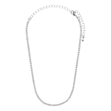 Silberfarbene Modeschmuck-Tenniskette mit Strassbesatz, Weiß
