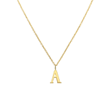 Stainless steel goldplated ketting met letterhanger A voor dames
